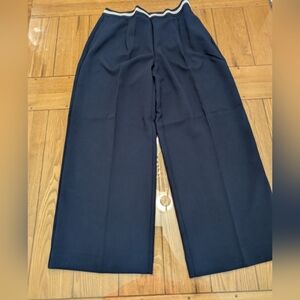 OAK + FORT Navy Wide-Leg Pants